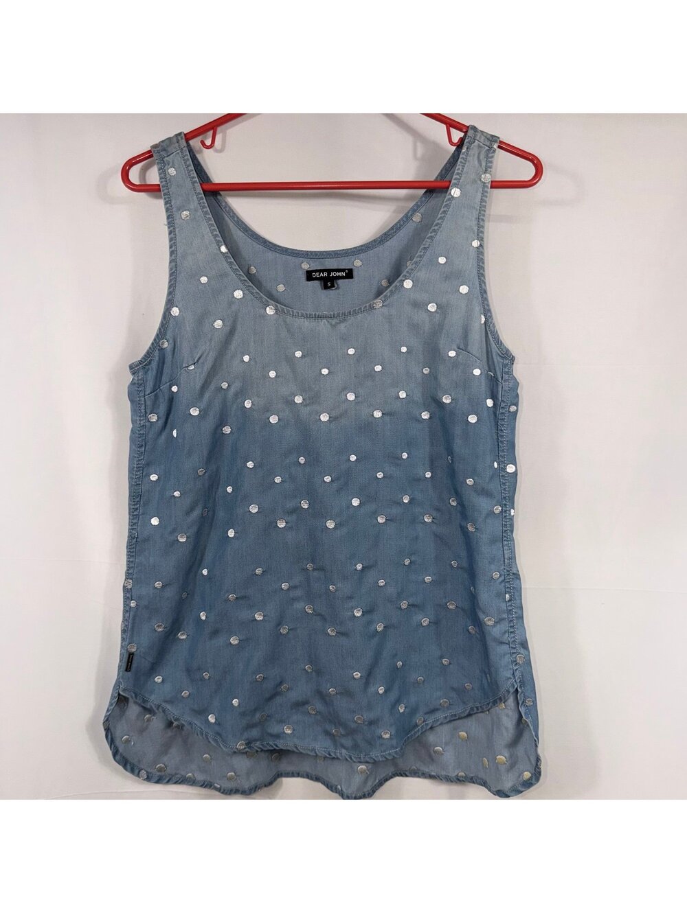 Dear John Chambray Polka Dot Sleeveless Tank Top Size Small